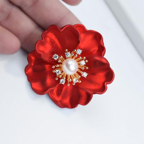 Image of Elegant Crystal Blooming Rose Flower Brooch Lapel Pin Breastpin for Women Birdal Cardigan Hat Scarf Suit Sweater Floral Pins