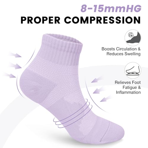 DHSO 7 Pairs Cushioned Ankle Compression Socks for Women Plantar Fasciitis Running Wicking Socks with Arch Support2