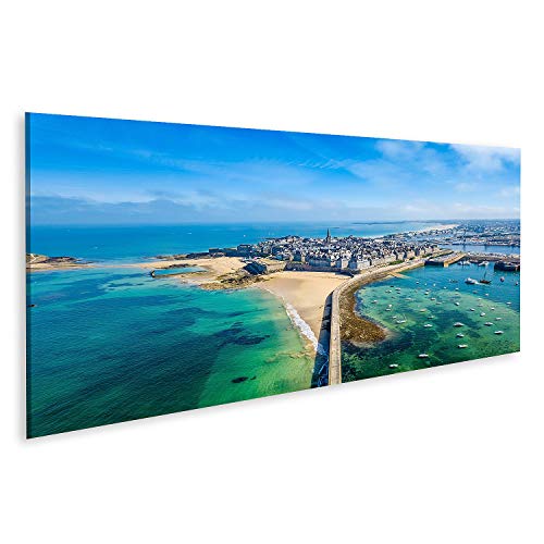 Tableau sur toile Saint-Malo vue aérienne panorama souvenirs de vacances en Bretagne