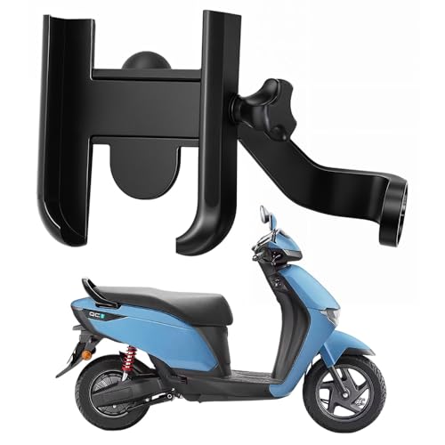 WHIPONE Metal CNC Mobile Holder for Scooter, Scooty & Motorcycle Compatible for Honda QC1, Mirror Mount, 360° Rotation, Strong Anti-Slip Grip, Wide Adjustable Fit for All Smartphones (Black)