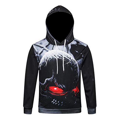 SLDAGe Sudaderas con Capucha Casuales para Hombre, Sudadera con Capucha con Cordón De Manga Larga, Sudadera con Capucha Negra con Patrón De Esqueleto En 3D para Hombres, Adultos,Negro,5XL Cover