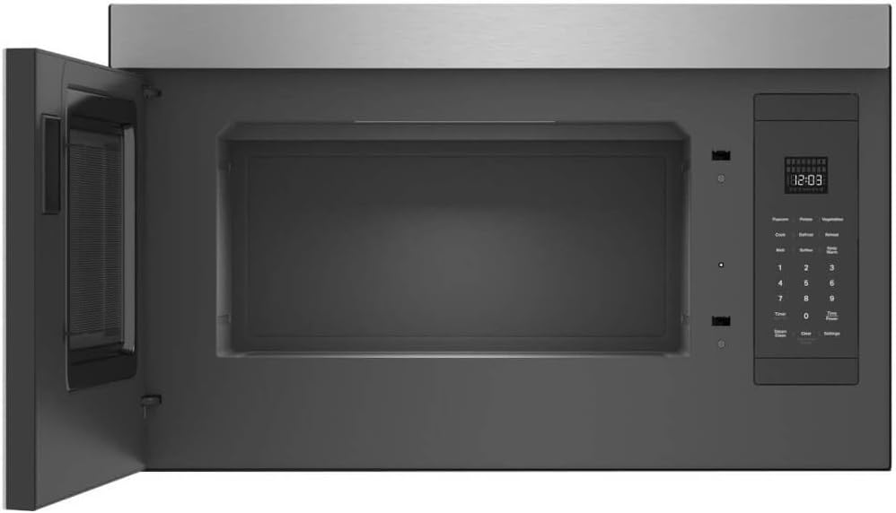 Interior view of KitchenAid KMMF330PPS microwave with door open