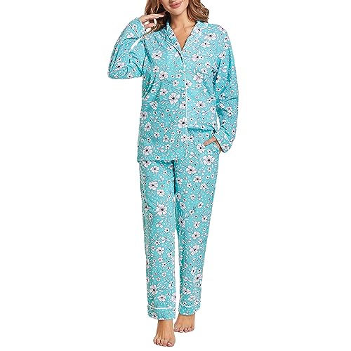 Image of Tugege Pajamas Set Long Sleeve Sleepwear Womens Button Down Nightwear Pj Sets