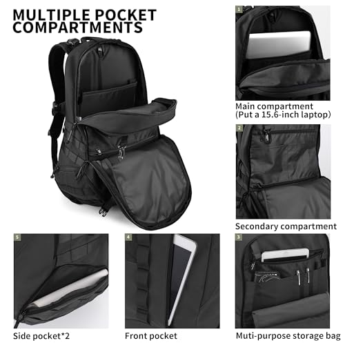 WindTook 40L Military Tactical Backpack for Men and Women,Molle Hiking daypacks Assault Pack 3 Day Bug Out Bag for Camping Travel Army Hunting Gym Rucksack Survival (Black) - Image 5