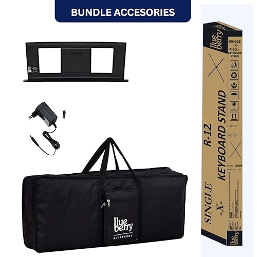Image of Yamaha PSR-I510 Digital Electronic 61 Keys Keyboard with Power Supply, Blueberry KB-50 Bag, R-12 Stand