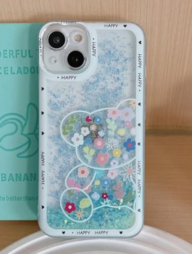 Image of PEEPERLY Back Cover Case for iPhone 15 Pro Scratch Resistant Anti-Slip TPU Shockproof Protective Durable Luminous Charming Floral Case for Girls & Women(Blue)