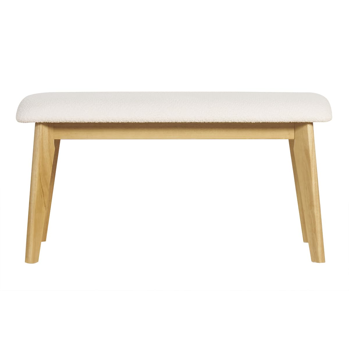 Miliboo Banc scandinave en Tissu Effet Laine bouclée Blanc et Bois Clair L92 cm ELION