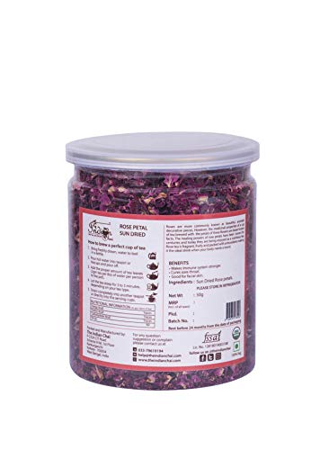 Image of The Indian Chai - Rose Petals Sun Dried 50g, Gulab Patti for Beautiful Hair & Skin, Food Grade Edible Fragrant Natural Healthy Best for Tea, Baking, Making Rose Water DIY