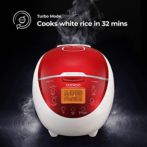 CUCKOO CR-0655F | 6-Cup (Uncooked) Micom Rice Cooker | 12 Menu Options: White Rice, Brown Rice & More, Nonstick Inner Pot, Designed in Korea | Red/White