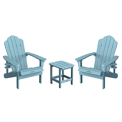 Cecarol Normal Size Adirondack Chair Oversized Side Table, All Weather Resistant And Durable Chair For Indoor, Outdoor, Garden-Lake Blue #TOP27
