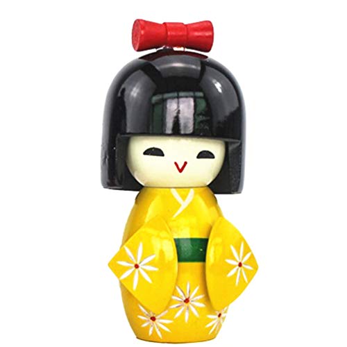 NUOBESTY Traditional Japanese Kimono Kokeshi Doll Ornament Wooden Asian Geisha
