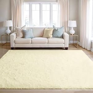 Tapis Shaggy 200x280cm Poils Longs Moelleux Blanc Crème BEIMO