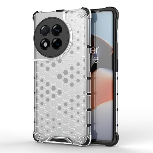 Image of Lustree TPU Honey Comb Armor Shock Proof Back Cover for for Oneplus 11R 5G (Transparent)