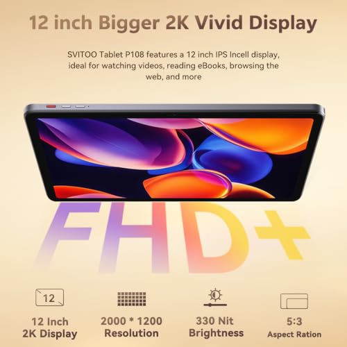 Image of 12 Inch Android 16 Tablet, 2K Display, 30GB RAM, 128GB Storage Expandable | Android Tablet 8800mAh battery with USB-C GPS Face Unlock Widevine L1 for Streaming, Screen Protector gift box included