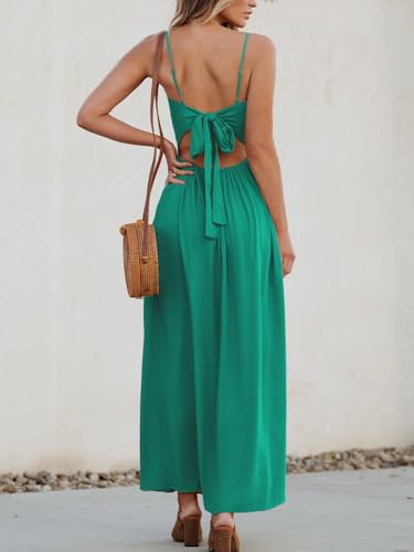 Image of CUPSHE Women Casual Dress Beach Sleeveless V Neck Summer Cutout Spaghetti Straps Formal Maxi Sun Dresses