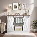 4 EVER WINNER Coffee Bar Cabinet with Sliding Barn Doors, 42” Farmhouse Coffee Bar with Adjustable Shelves for Kitchen, Buffet Cabinet with Storage for Dining Room, White