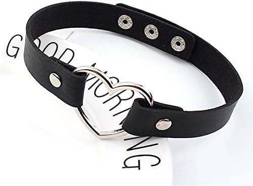 Yocoyee Love Heart Leather Choker Gothic Punk Necklace Soft PU Collar Chain Adjustable Daily Party Dressing Jewelry for Women - Image 2