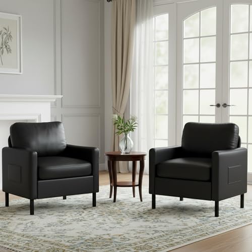 AODAILIHB Black Leather Accent Chair
