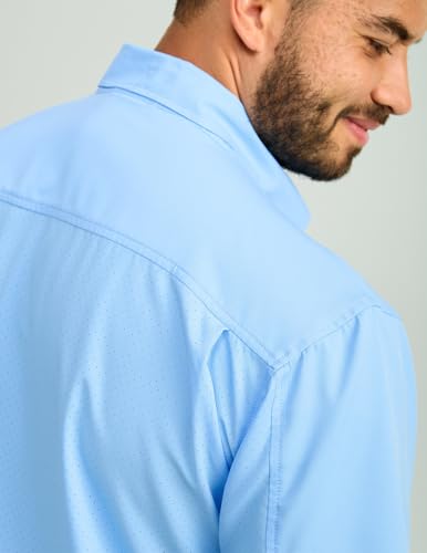 Image of HUK Men's Tide Point Kc Scott Original Artwork Short Sleeve Shirt, Fishing Button Down