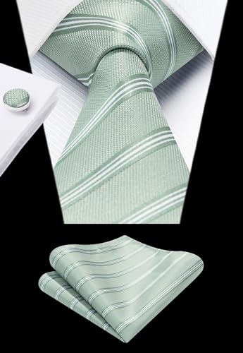 Image of HISDERN Mens Tie Set Classic Woven Ties and Pocket Square Cufflinks Set Formal Business Wedding Neckties Handkerchief
