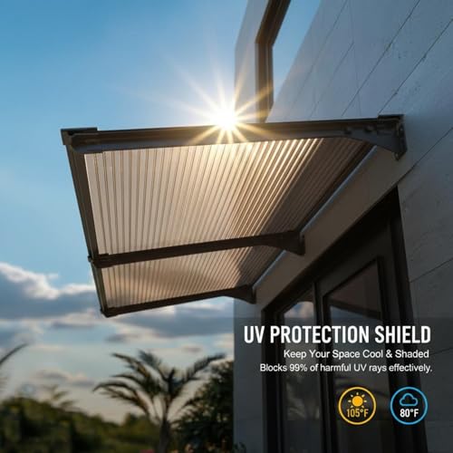 Auvent de fenêtre en polycarbonate renforcé 5mm structure durable - 5