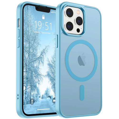 Image of SUPFINE Magnetic for iPhone 12 Pro Max Case (Compatible with MagSafe) (Military Grade Drop Protection) Slim Translucent Matte Shockproof with Anti-Fingerprint Phone Case,Light Blue