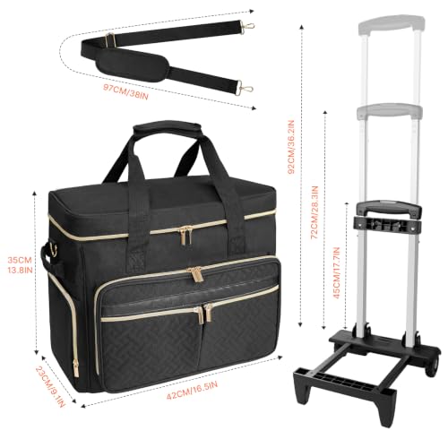 Image of ORKELS Rolling Teacher Bag with Removable Trolley, Wheeled Teacher Tote for 17.3 Inch Laptop, Large Rolling Work Bag with Organized Storage for Books, Files, Lesson Plans & Classroom Supplies, Black