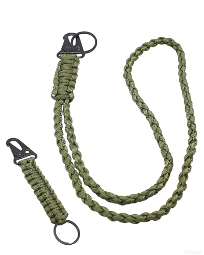 SOVYTH 2 Piezas Cordón Trenzado para Tarjetas de identificación Portallaves de Paracord Mosquetón Lanyard Cinta cuello llaves Hombres Cuelga llaves cuello Correa Paracord Llaves Portallaves