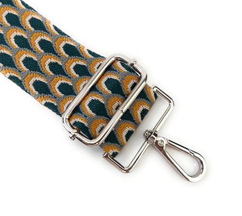 Purse Straps Replacement Crossbody Yellow Peacock Print 2 Inch Extra Wide with Silver Buckles Adjustable Shoulder Guitar Strap for Crossbody Bag Purse Handbag2