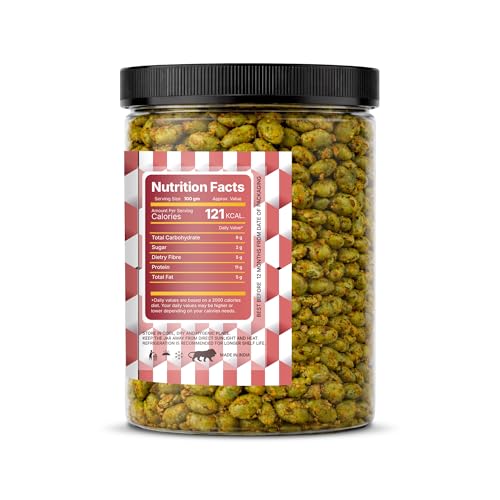 Image of LILA DRY FRUITS Roasted Edamame Indian Tadka Flavour 100 gms Flavoured Edma Beans Protein Snack | Crunchy Soya Plant Based Vegan Munching | Edamamme Bean Perfect for Gifting
