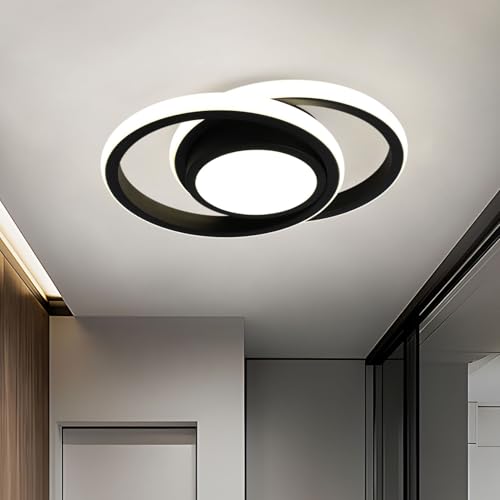JDONG - Lámpara de techo (4000 K, 24 W, luz redonda, 2000 lm, diseño moderno, lámpara de pasillo, lámpara de cocina, para estudio, balcón, sótano, garaje, escaleras, baño, cocina, diámetro de 30 cm)