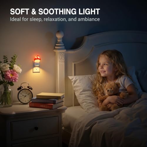 Image of JandCase Night Light for Kids,3D Mushroom Night Lights Plug into wall