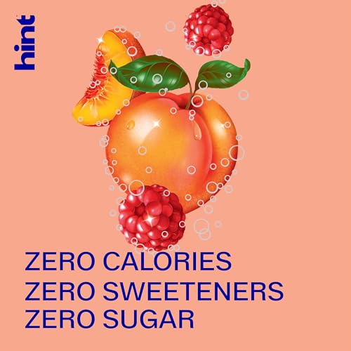 Image of Hint Sparkling Water, Peach Raspberry - Canned Flavored Water Beverages with Electrolytes, Zero Calories, and Sugar Free - 12 Fl Oz Cans (Pack of 12)
