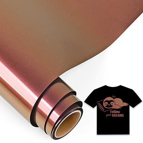 IModeur 5 Ft vinilo textil dorado a fucsia - 30,5 x 153 cm vinilo Camaleón para Cricut Maker, Silhouette Cameo, vinilo textil termoadhesivo para ropa, gorras, pantalones, otros tejidos