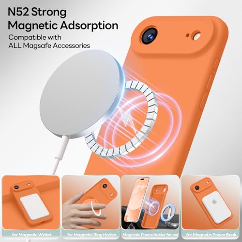 Image of LOVE 3000 Designed for iPhone Air Case, Premium Silicone [Compatible with Magsafe][Soft Anti-Scratch Microfiber Lining] Shockproof Protective Phone Case for Men Women 6.5 inch, Bright Orange