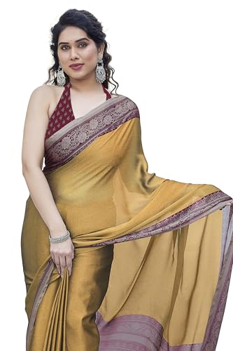 Image of MIRCHI FASHION Women Saree Ethnic Motif Print Chiffon | Breathable Lightweight Plain Weave Sari for Office and Daily Use (Available in 20 Designs)