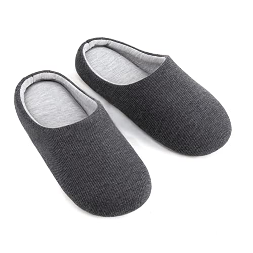 ULTRAIDEAS Men’s Lightweight Cotton Slippers with Memory Foam and Soft Sole (Grey,7-8)