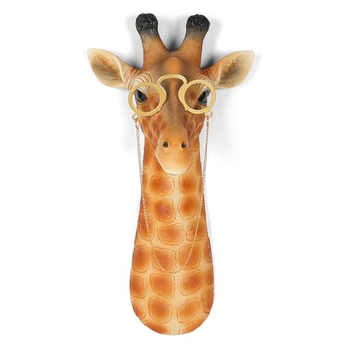 UITWMKTG Simulated Animal Head Wall Decor Colored Animal Sculptures Wall Mount 3D Wall Art Decoration for Home Bedroom Living Room Decor Giraffe