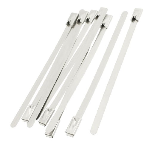 Aexit 4.6mm Width Clamps Self Locking Stainless Steel PVC Sprayed Cable Ties Strap Clamps 10 Pieces