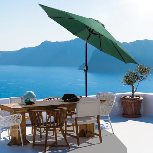 Backyard Expressions 9 Ft Patio Umbrella with Push Button Tilt and Crank System - UV Resistant Polyester Fabric, Market Umbrella with 8 Sturdy Ribs - Dark Green by BACKYARD EXPRESSIONS PATIO · HOME · GARDEN - Image 3