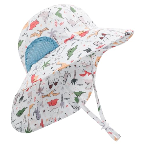 UPF 50+ Kids Sun Hat Adjustable Wide Brim - Toddler to Youth 2-9 Years Lightweight Foldable for Beach, Hiking, Swimming