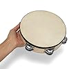 TIGER TAM98-10-BK 10" 25cm Wooden Tambourine - Double Row of Jingles - Natural #4