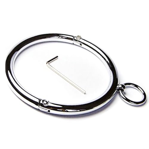 ZWBHSH Metall Halsband Bondage Choker ​Halsband Abnehmbaren O-Ring Fetisch Folter Sklave Sexspielzuege Mit Traktionsring Sm Extrem Fesseln Sex Set Für Paare Frauen Männer,Women12mm Silver