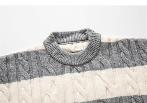 Men's Crewneck Sweater Men's Round Neck Sweater Striped Casual Knitted Bottom Top Men's Crewneck Sweater2