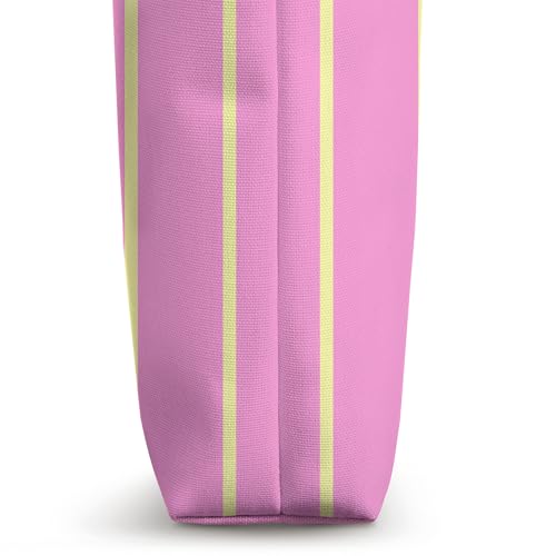 Bolso Tote Estampado Rayas Verticales Rosa y Amarillo miniatura 3
