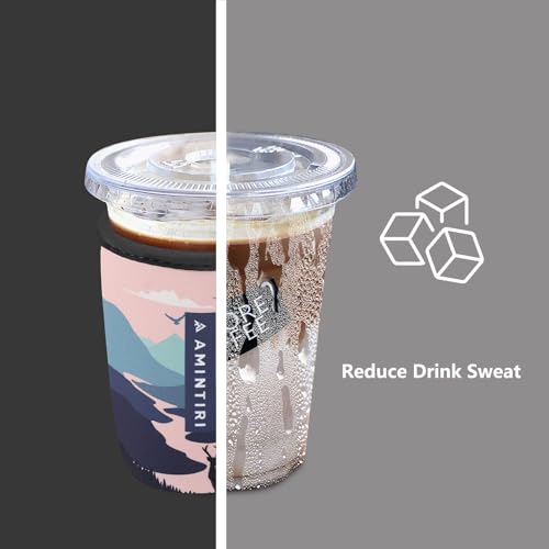 Image of 3 Pack Reusable Sleeve for Iced Coffee Cup, Coffee Neoprene Sleeve for Iced&Hot Drinks, Coffee Sleeve Compatible with Starbucks, Dunkin Coffee Cup. (Sunset Elk)