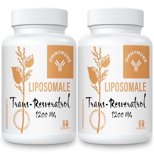 Trans-Resveratrol Liposomal 1200mg por Porción, 120 Cápsulas - 98% Pureza de Resveratrol de Polygonum Cuspidatum Japonés, Tecnología Liposomal