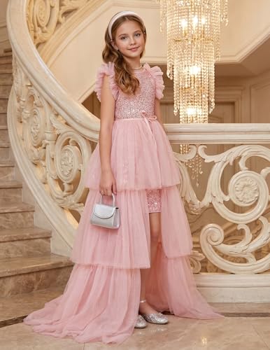 Image of GRACE KARIN Girls Dresses Sequin Party Formal Pageant Dress Tween Girl Birthday Tulle Prom Princess Maxi Dress Size 5-14