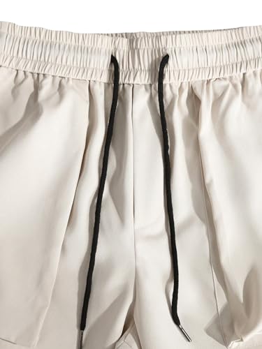 OYOANGLE Men's Cargo Pants Elastic Drawstring Waist Jogger Pants Outdoor Trousers with Pocket4