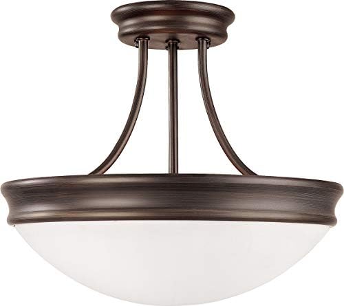 Capital Lighting 2037OR Hansen White Glass Semi Flush Ceiling Light Fixture, 3-Light 180 Total Watts, 12" H x 14" W, Oil Rubbed Bronze